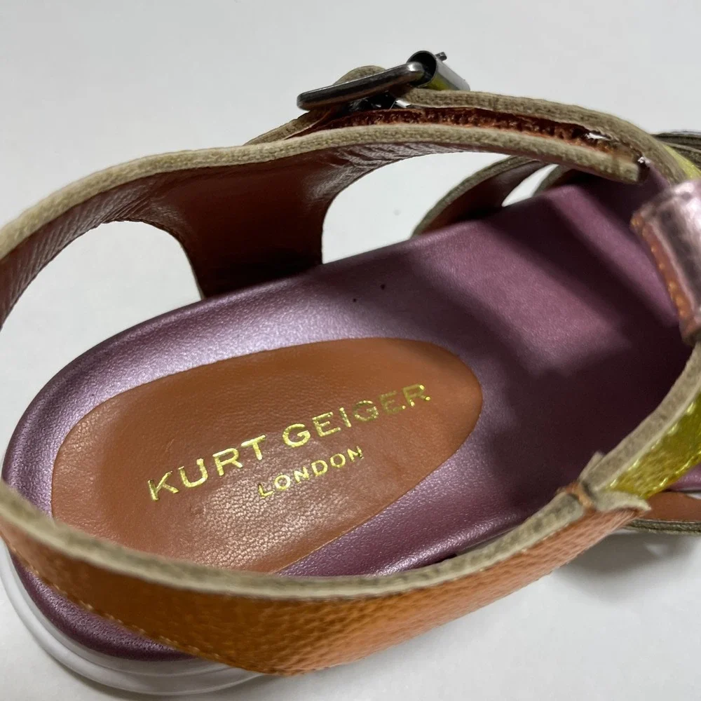 Kurt Geiger 3 London‎ Mini Fisherman Sandals Multicolor Rainbow Metallic Leather